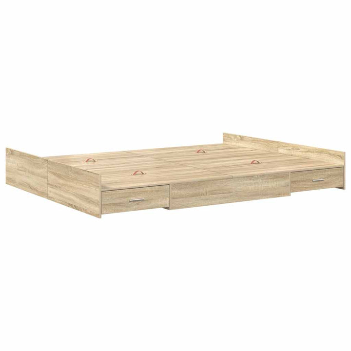 Seng med opbevaring Sonoma eg 135 x 190 cm Konstrueret træ