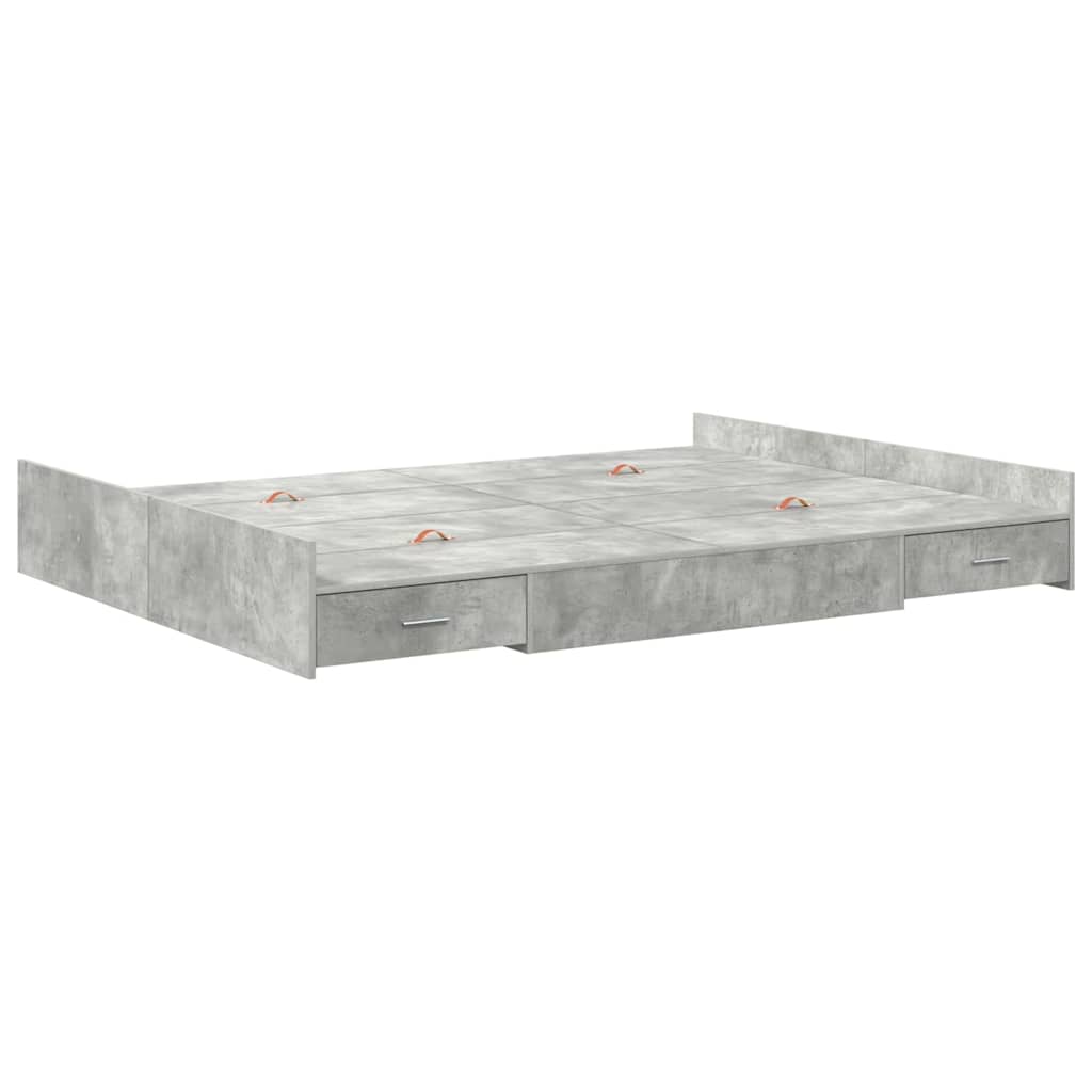 Seng med opbevaring Beton Grå 135 x 190 cm Konstrueret træ