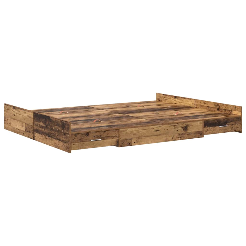 Seng med opbevaring Gammelt træ 135 x 190 cm Konstrueret træ