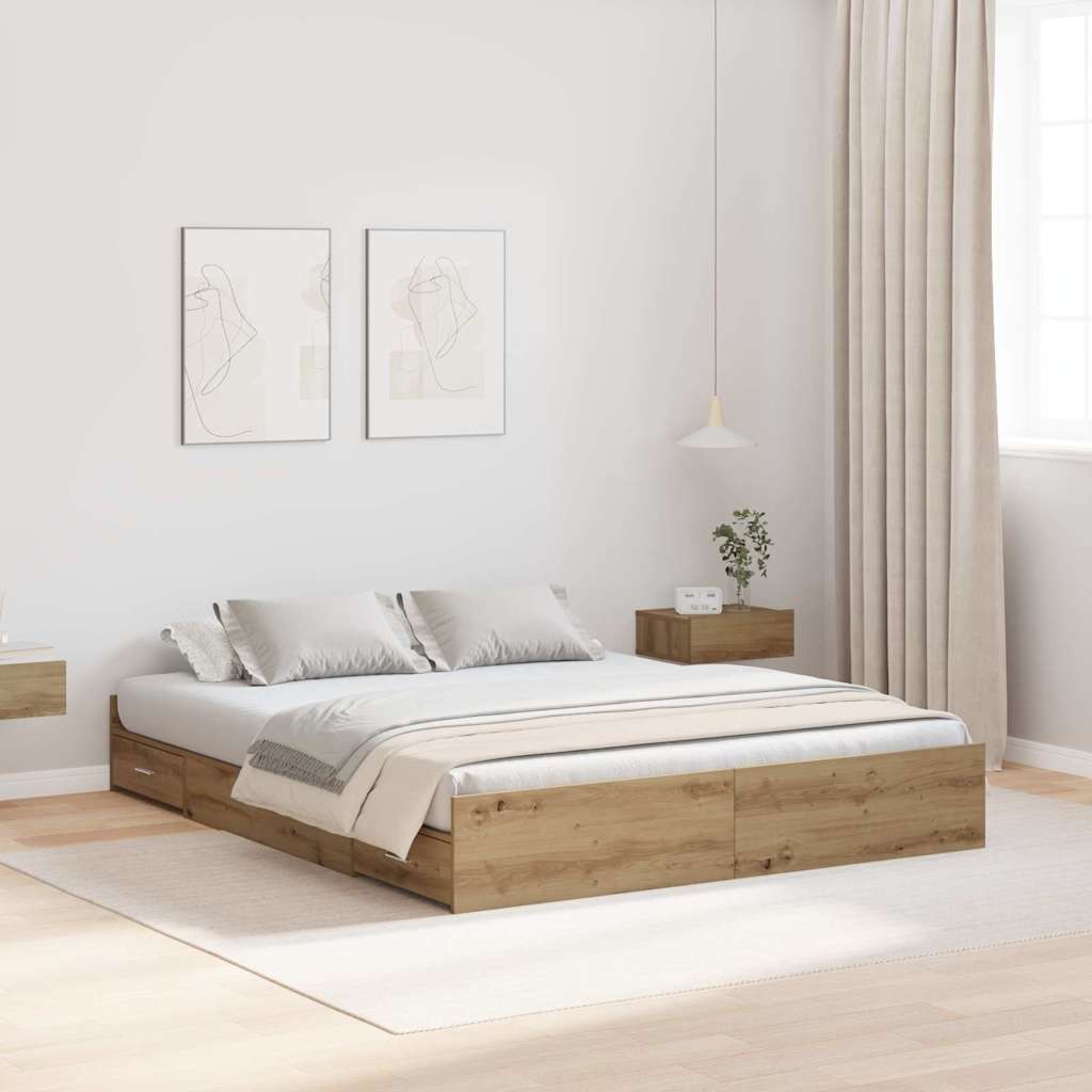 Seng med opbevaring Artisan Egetræ 135 x 190 cm Konstrueret træ