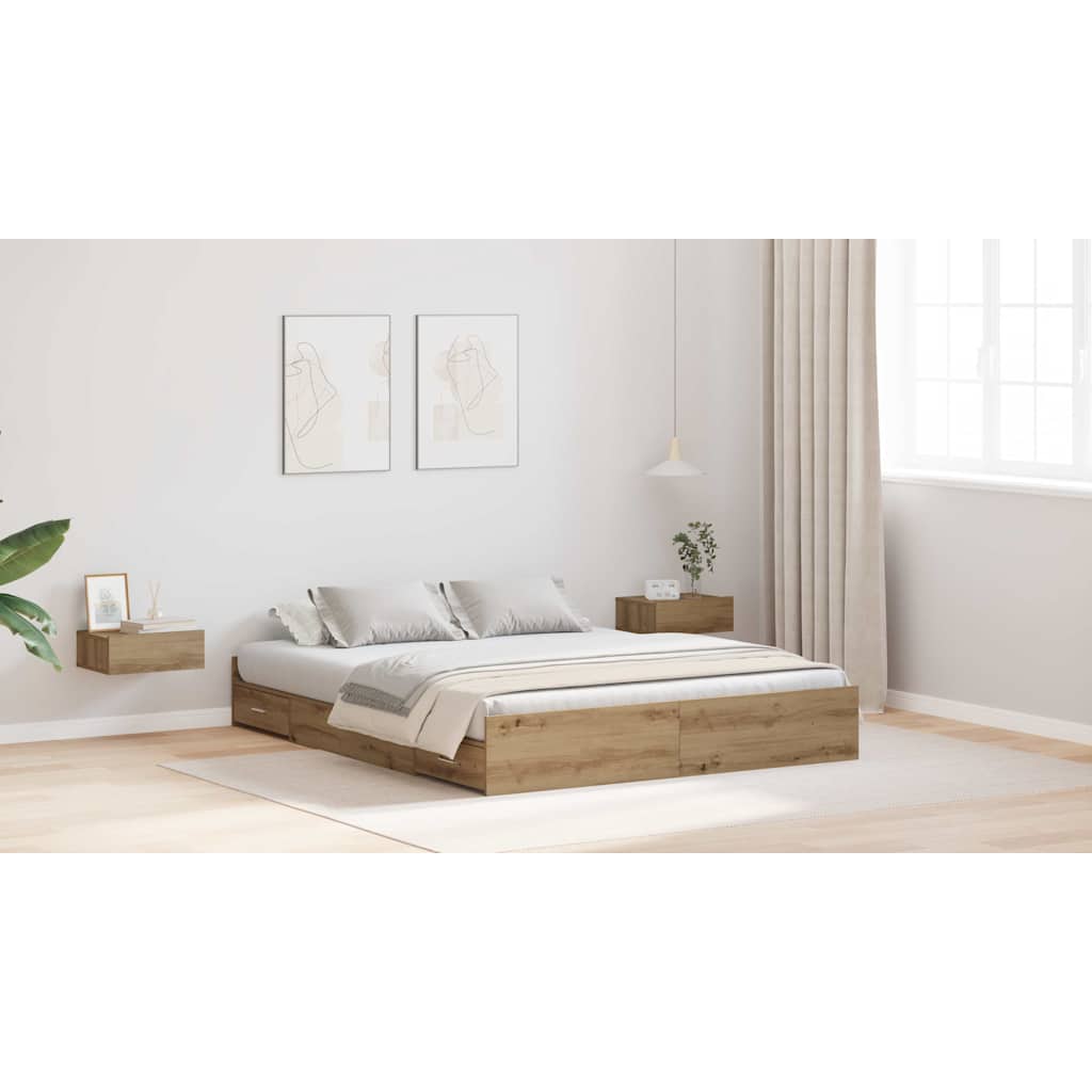 Seng med opbevaring Artisan Egetræ 135 x 190 cm Konstrueret træ