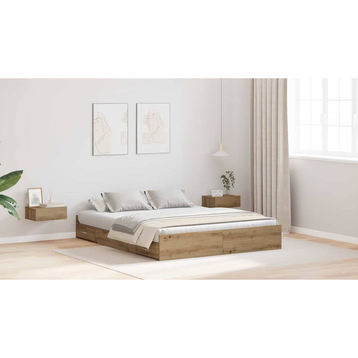 Seng med opbevaring Artisan Egetræ 135 x 190 cm Konstrueret træ