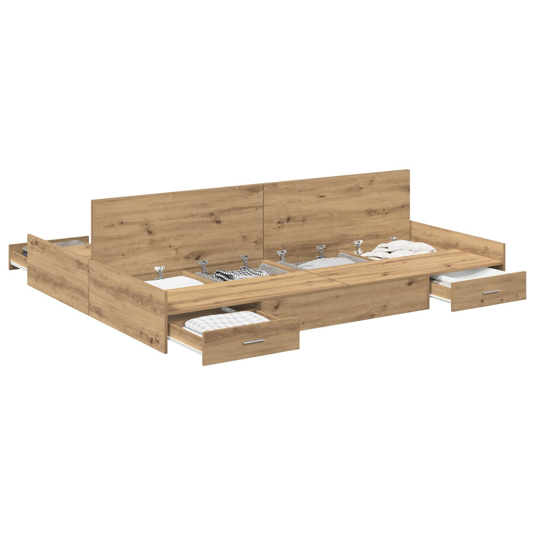 Seng med opbevaring Artisan Egetræ 135 x 190 cm Konstrueret træ