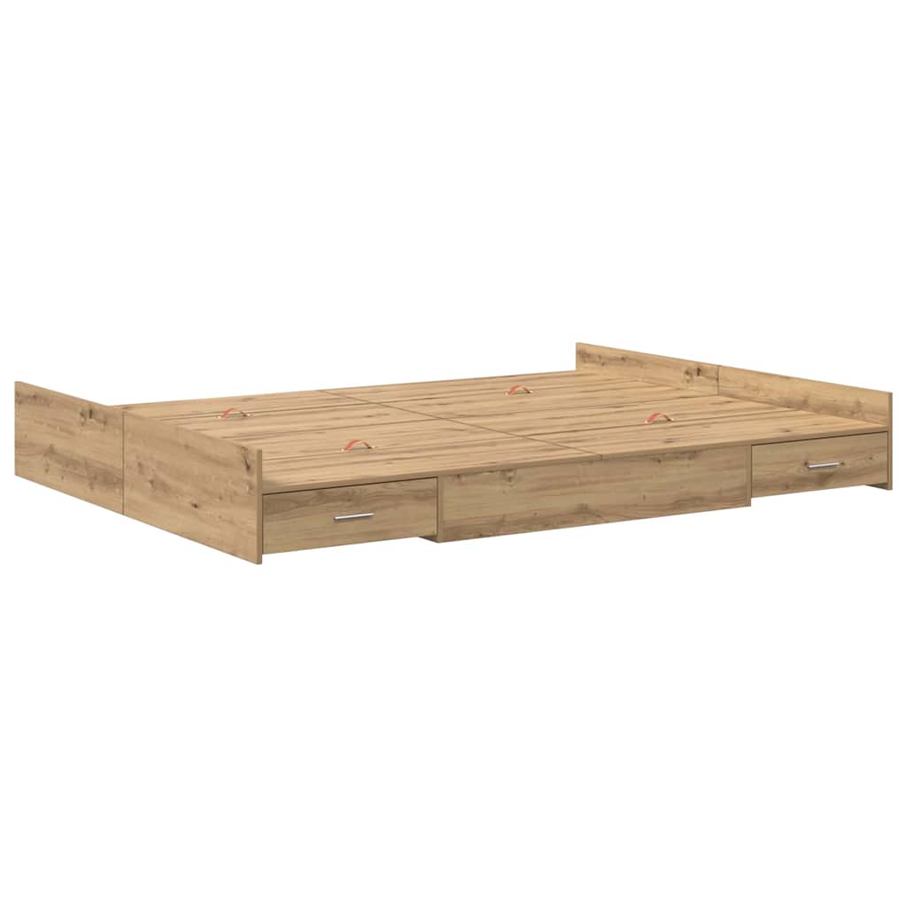 Seng med opbevaring Artisan Egetræ 135 x 190 cm Konstrueret træ