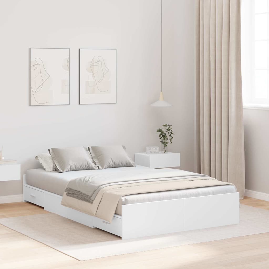 Seng med opbevaring med dør Hvid 120 x 190 cm Konstrueret træ