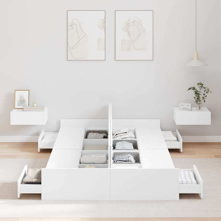 Seng med opbevaring med dør Hvid 120 x 190 cm Konstrueret træ