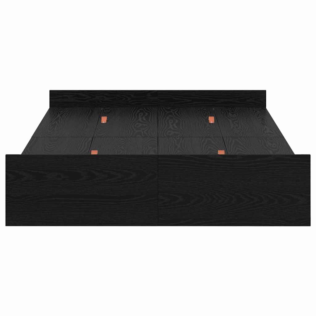 Seng med opbevaring Sort eg 120 x 190 cm Konstrueret træ
