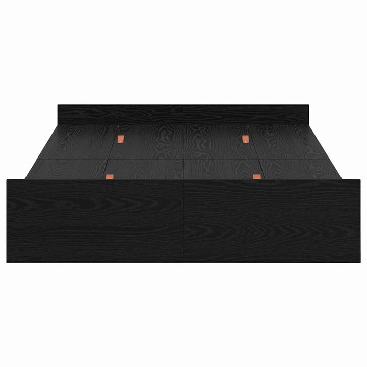 Seng med opbevaring Sort eg 120 x 190 cm Konstrueret træ