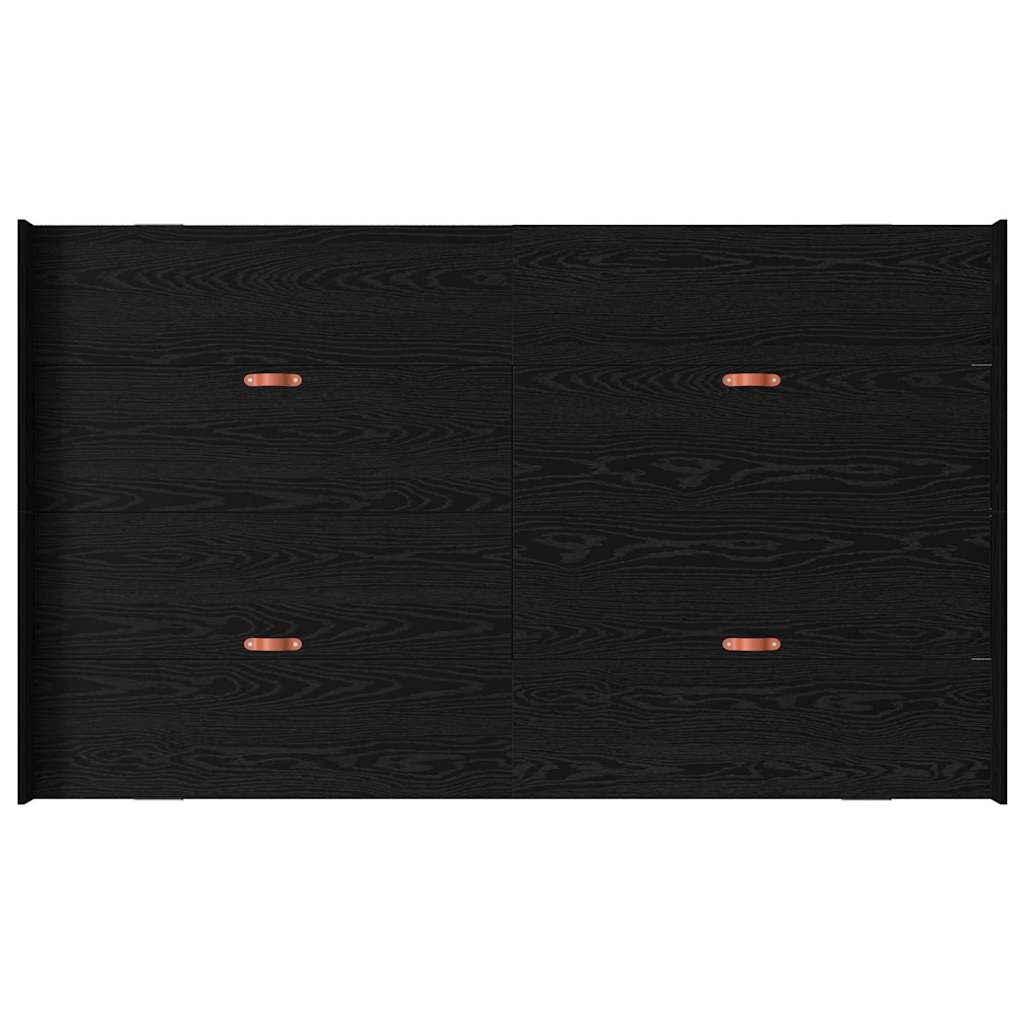Seng med opbevaring Sort eg 120 x 190 cm Konstrueret træ