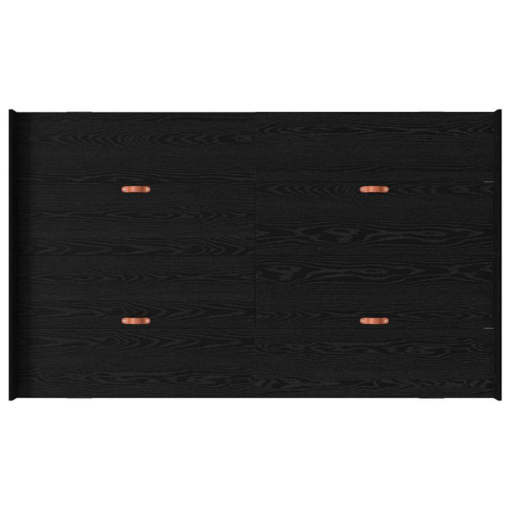 Seng med opbevaring Sort eg 120 x 190 cm Konstrueret træ