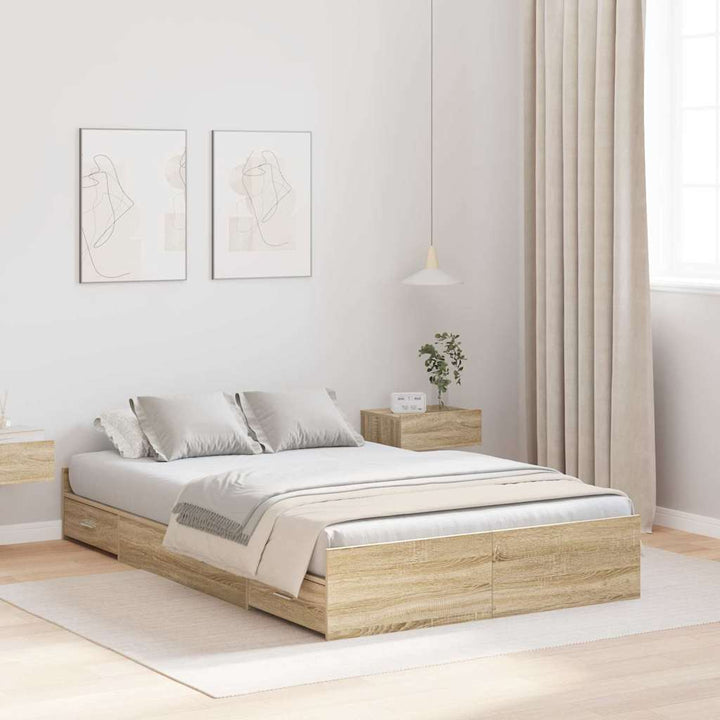 Seng med opbevaring Sonoma eg 120 x 190 cm Konstrueret træ