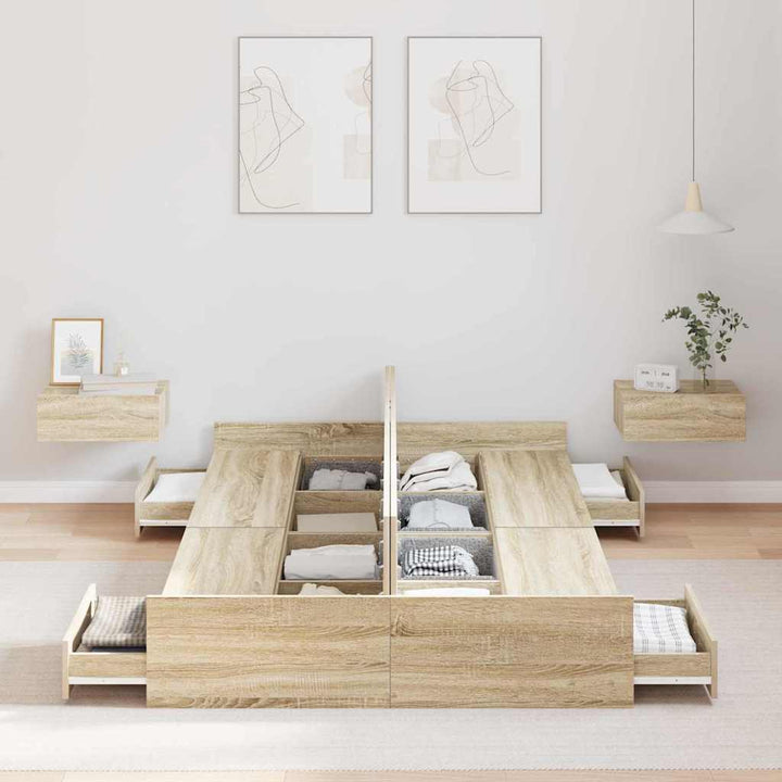 Seng med opbevaring Sonoma eg 120 x 190 cm Konstrueret træ