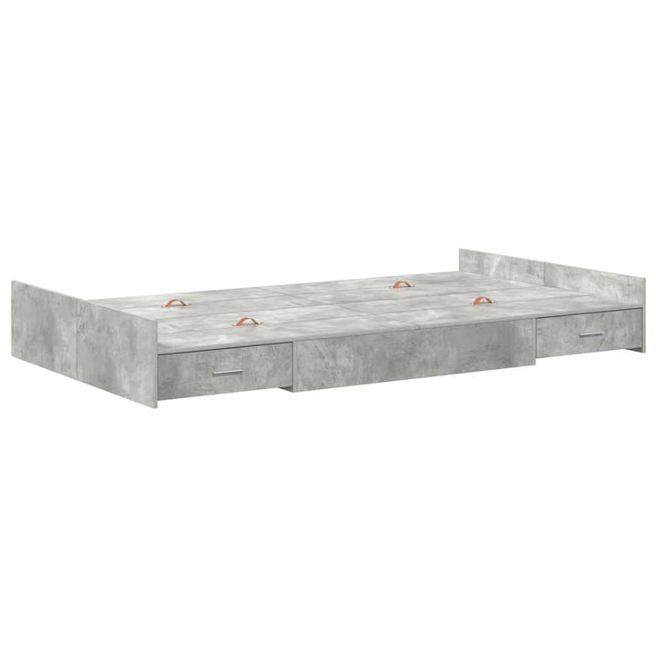 Seng med opbevaring Beton Grå 120 x 190 cm Konstrueret træ
