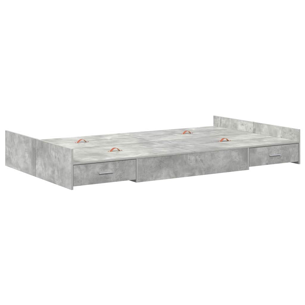 Seng med opbevaring Beton Grå 120 x 190 cm Konstrueret træ