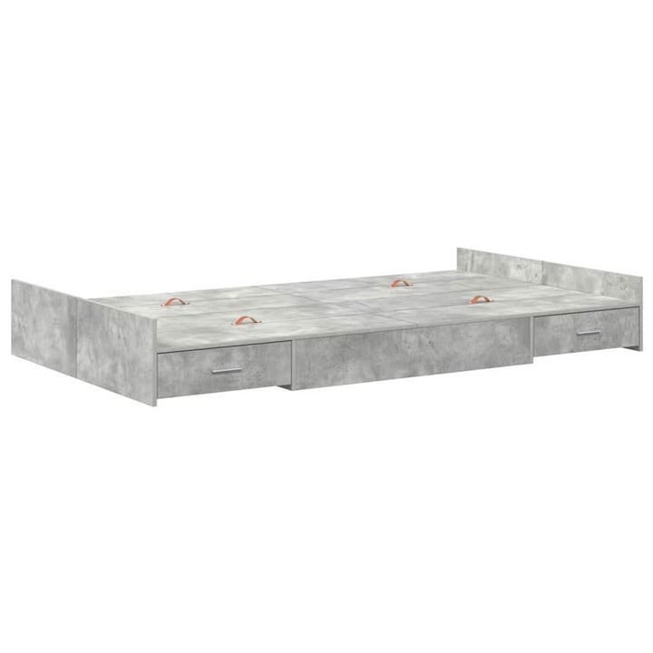 Seng med opbevaring Beton Grå 120 x 190 cm Konstrueret træ