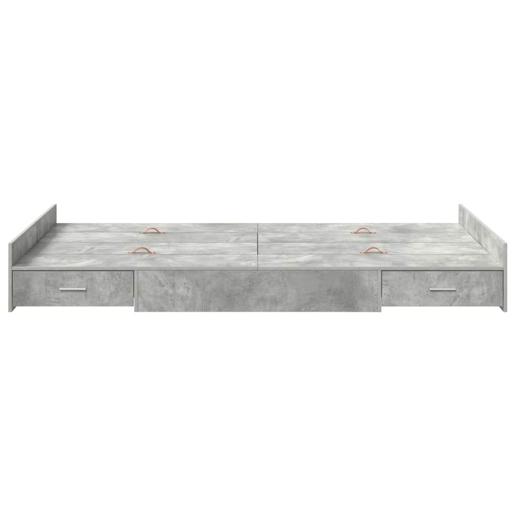 Seng med opbevaring Beton Grå 120 x 190 cm Konstrueret træ