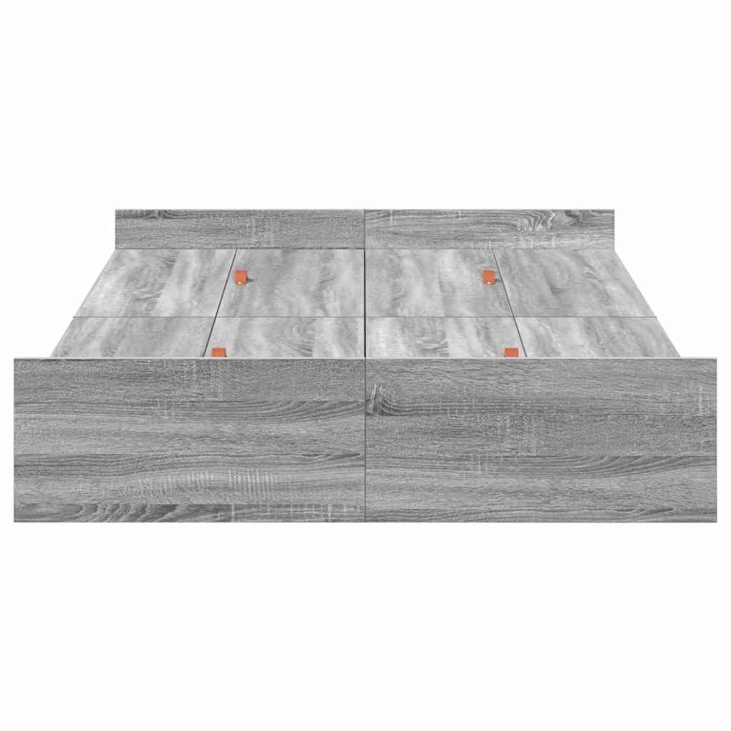 Seng med opbevaring Grå Sonoma 120 x 190 cm Konstrueret træ