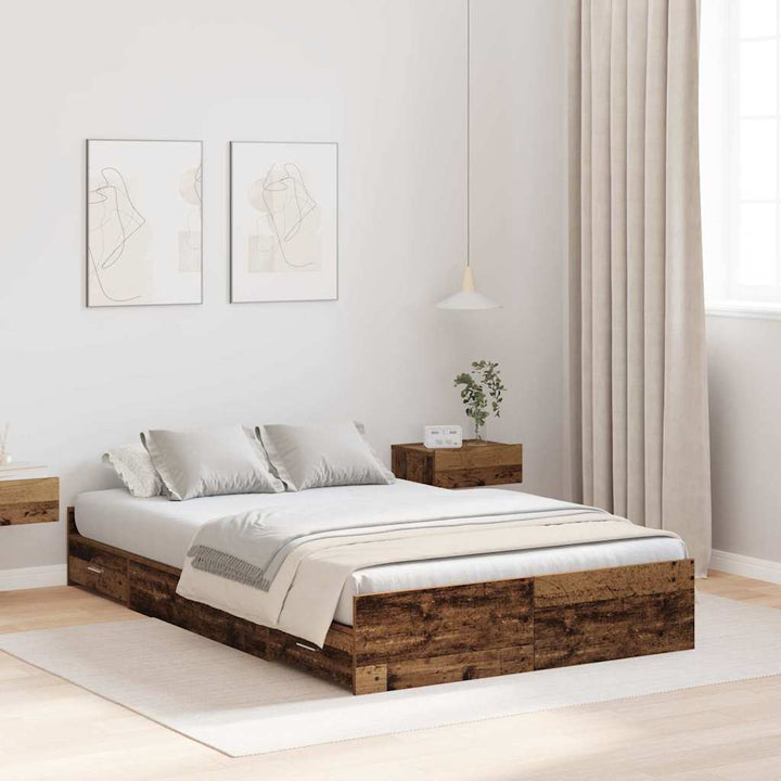 Seng med opbevaring Gammelt træ 120 x 190 cm Konstrueret træ