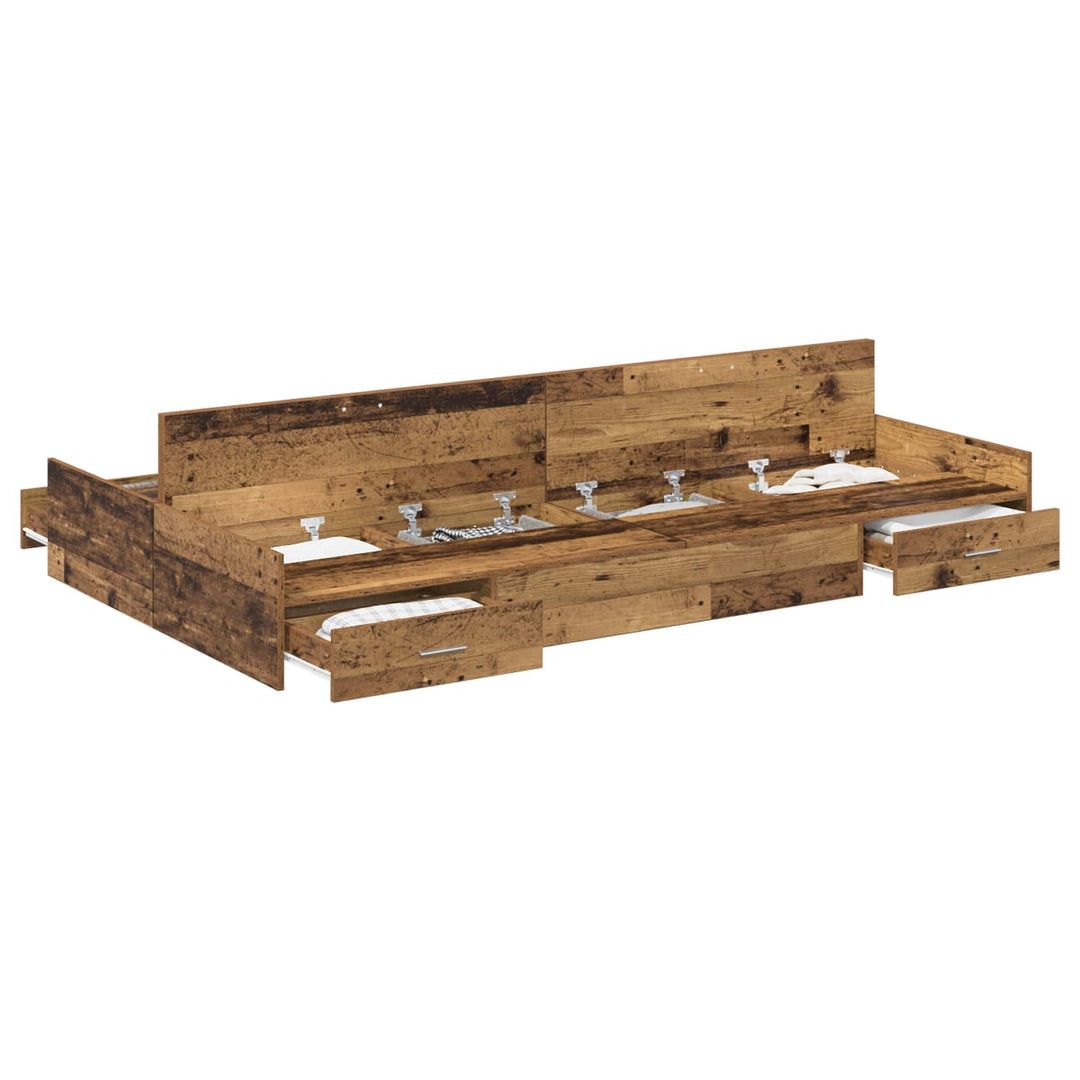 Seng med opbevaring Gammelt træ 120 x 190 cm Konstrueret træ