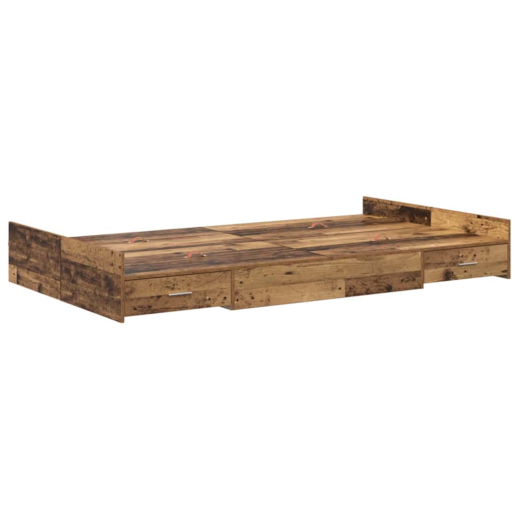 Seng med opbevaring Gammelt træ 120 x 190 cm Konstrueret træ