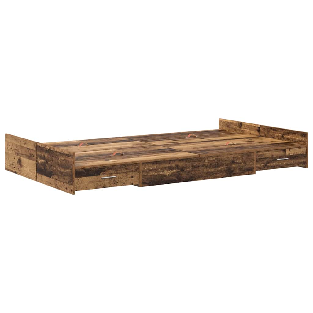 Seng med opbevaring Gammelt træ 120 x 190 cm Konstrueret træ