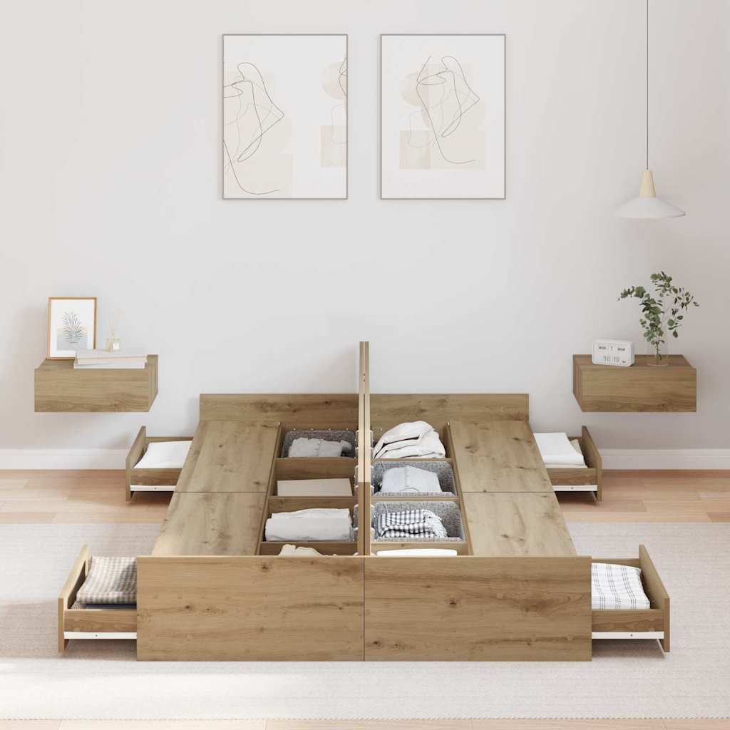 Seng med opbevaring Artisan Egetræ 120 x 190 cm Konstrueret træ