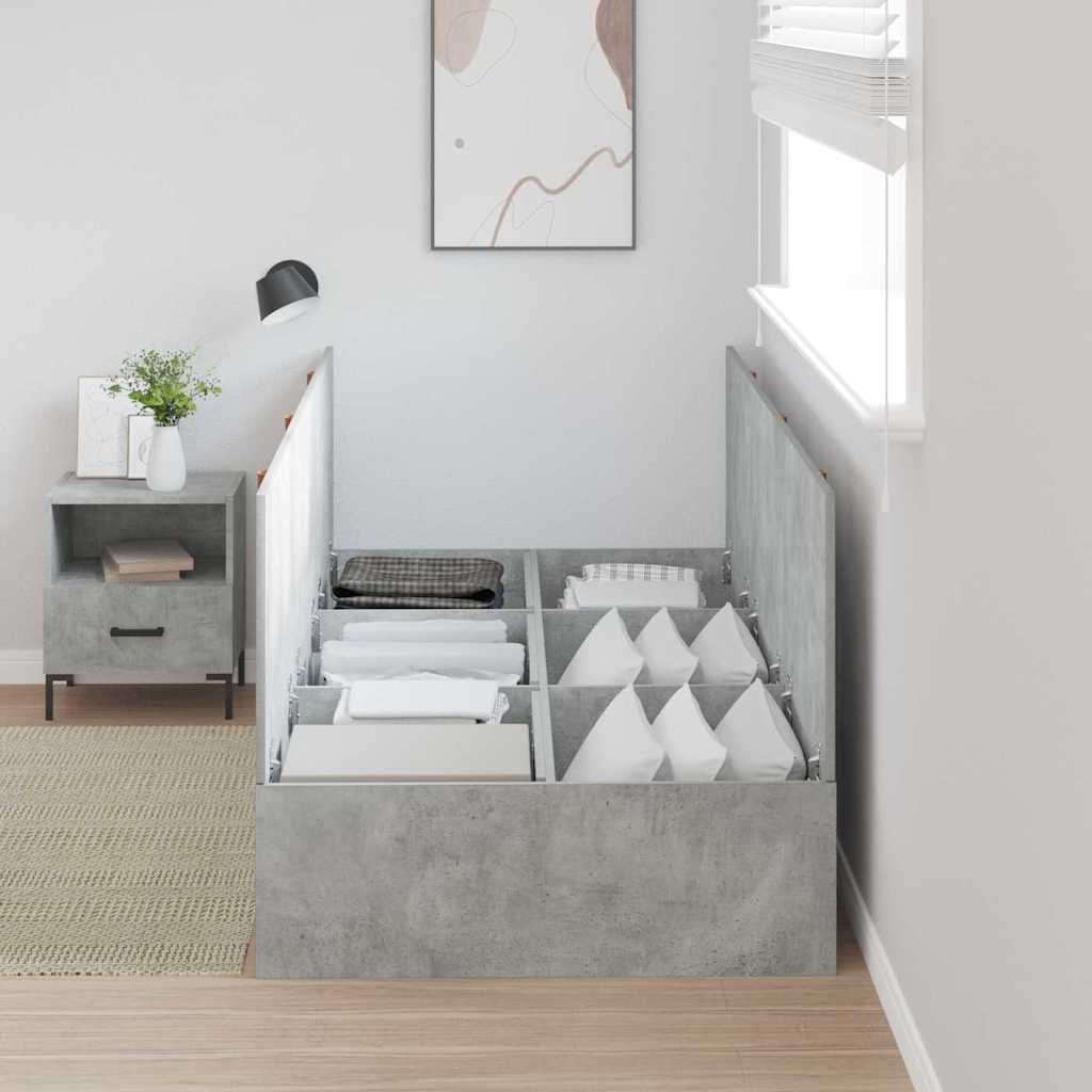 Seng med opbevaring Beton Grå 80 x 200 cm Konstrueret træ