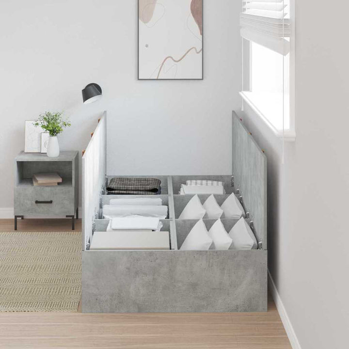Seng med opbevaring Beton Grå 80 x 200 cm Konstrueret træ