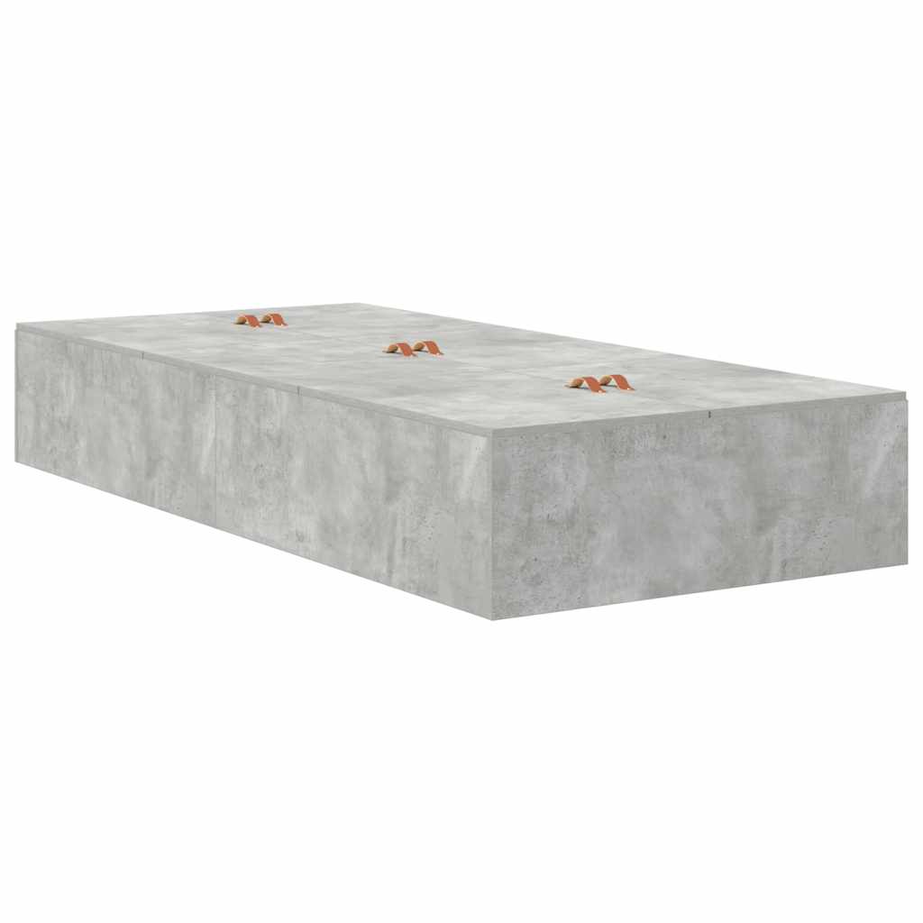 Seng med opbevaring Beton Grå 80 x 200 cm Konstrueret træ