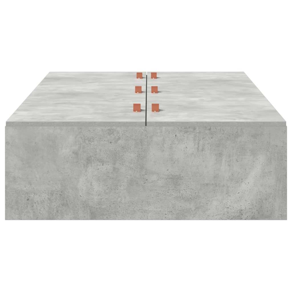 Seng med opbevaring Beton Grå 80 x 200 cm Konstrueret træ