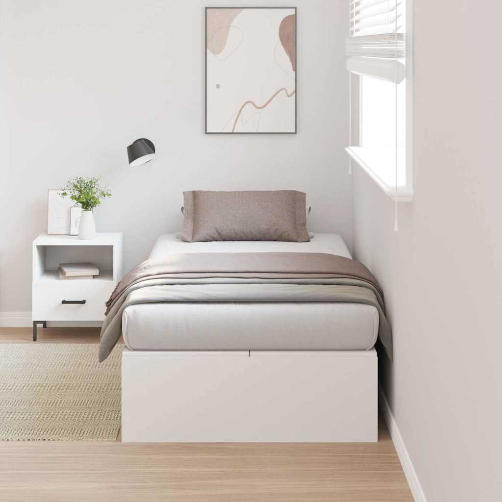 Seng med opbevaring med dør Hvid 100 x 200 cm Konstrueret træ