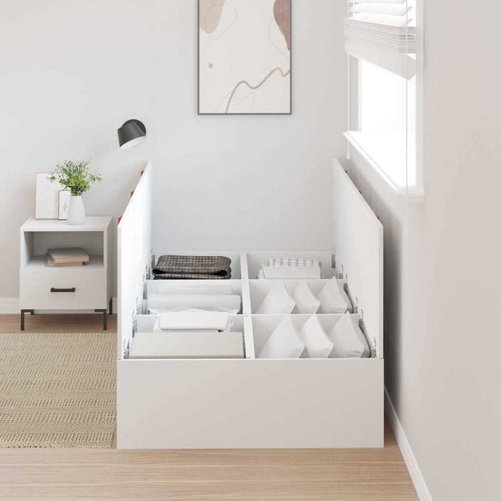 Seng med opbevaring med dør Hvid 100 x 200 cm Konstrueret træ