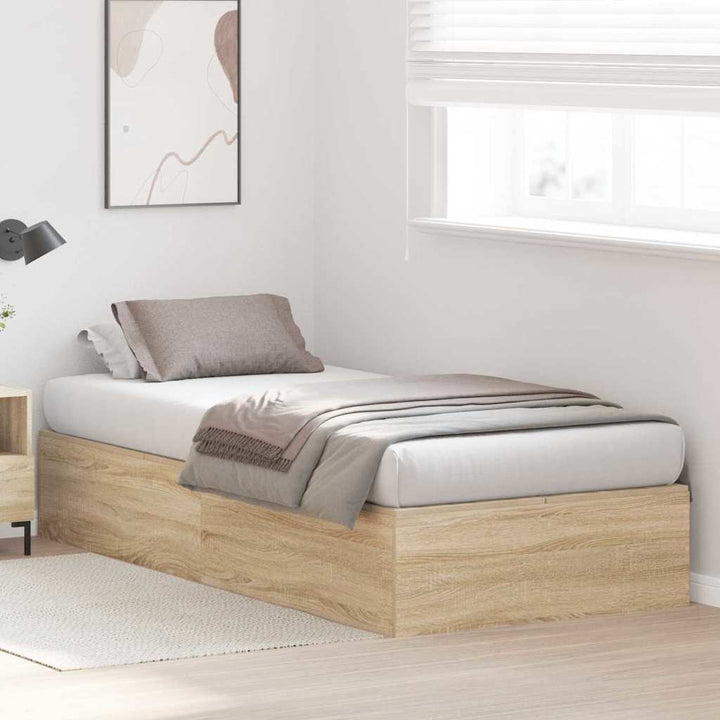 Seng med opbevaring Sonoma eg 100 x 200 cm Konstrueret træ