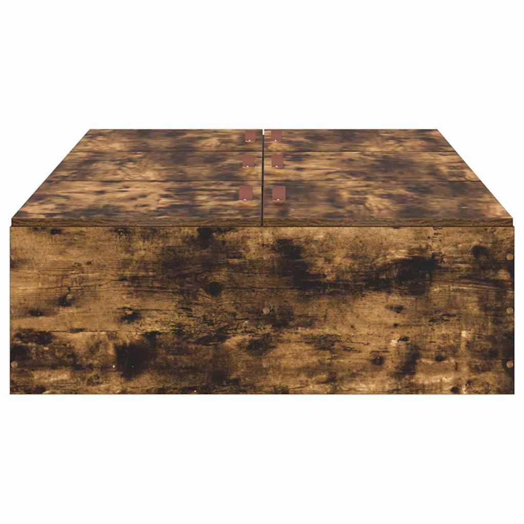Seng med opbevaring Røget eg 100 x 200 cm Konstrueret træ
