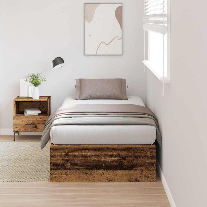 Seng med opbevaring Gammelt træ 100 x 200 cm Konstrueret træ