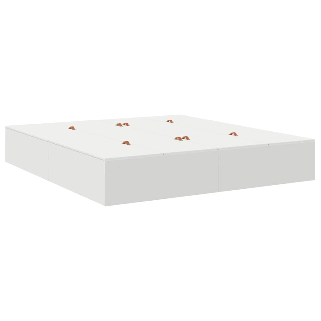 Seng med opbevaring med dør Hvid 200 x 200 cm Konstrueret træ