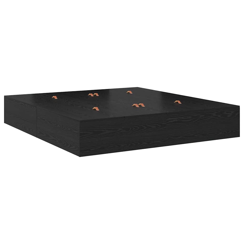 Seng med opbevaring Sort eg 200 x 200 cm Konstrueret træ