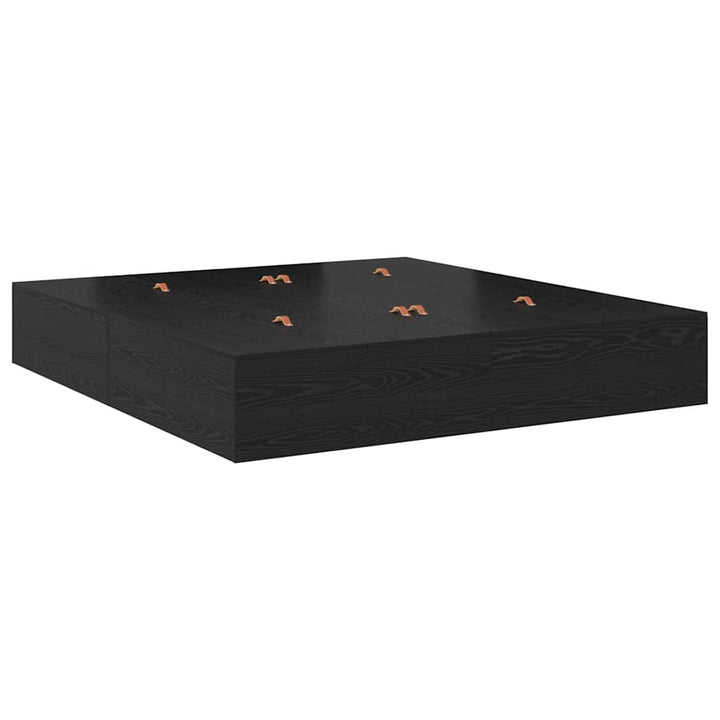 Seng med opbevaring Sort eg 200 x 200 cm Konstrueret træ