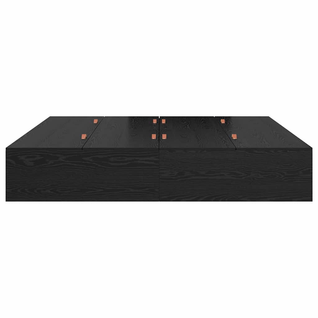 Seng med opbevaring Sort eg 200 x 200 cm Konstrueret træ
