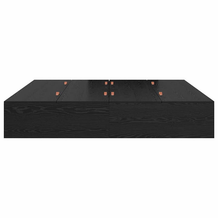 Seng med opbevaring Sort eg 200 x 200 cm Konstrueret træ