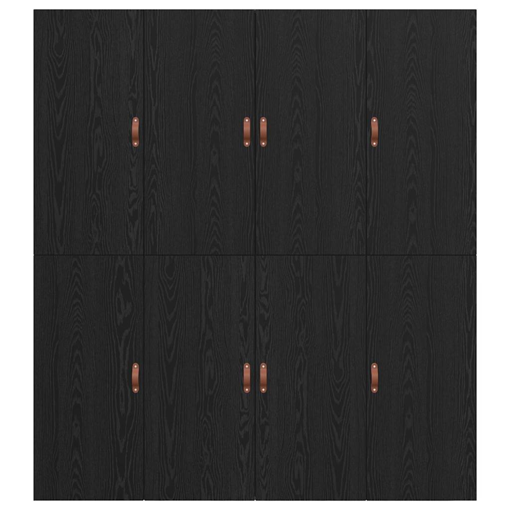 Seng med opbevaring Sort eg 200 x 200 cm Konstrueret træ