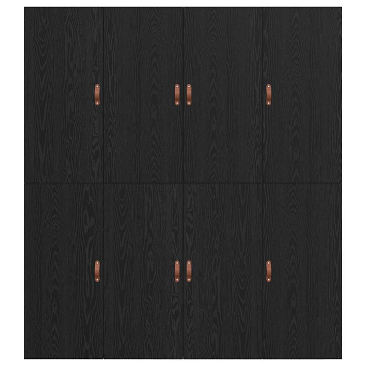 Seng med opbevaring Sort eg 200 x 200 cm Konstrueret træ