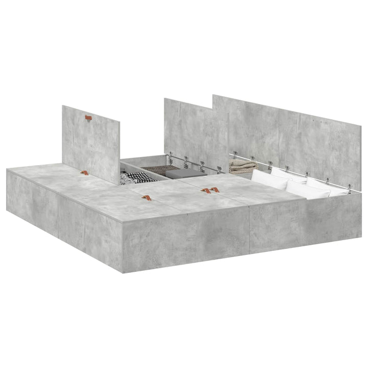 Seng med opbevaring Beton Grå 200 x 200 cm Konstrueret træ