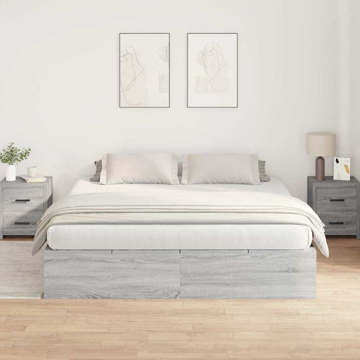 Seng med opbevaring Grå Sonoma 200 x 200 cm Konstrueret træ
