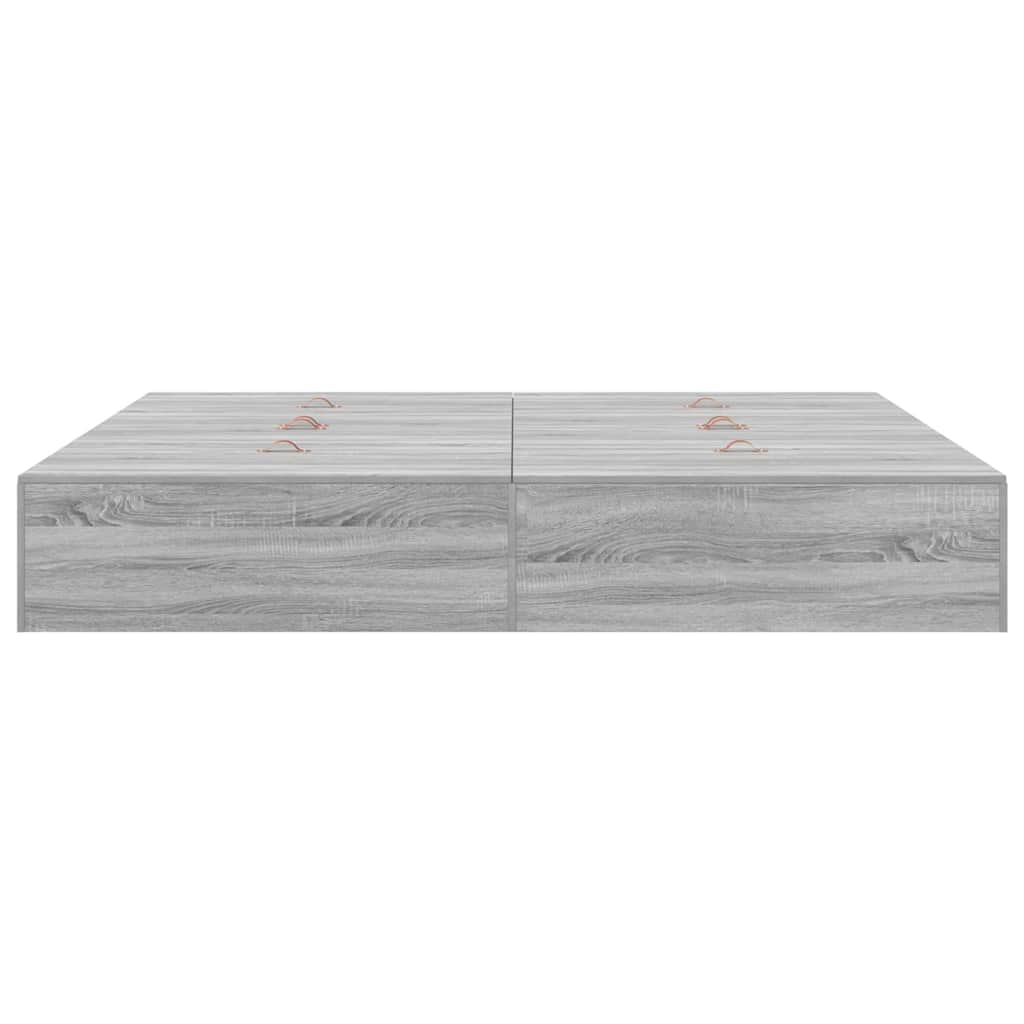 Seng med opbevaring Grå Sonoma 200 x 200 cm Konstrueret træ