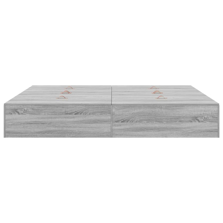 Seng med opbevaring Grå Sonoma 200 x 200 cm Konstrueret træ
