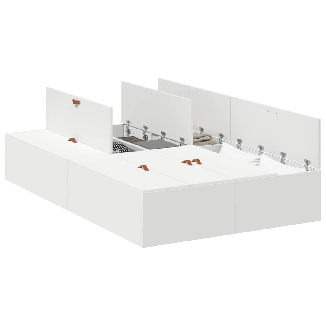 Seng med opbevaring med dør Hvid 120 x 200 cm Konstrueret træ