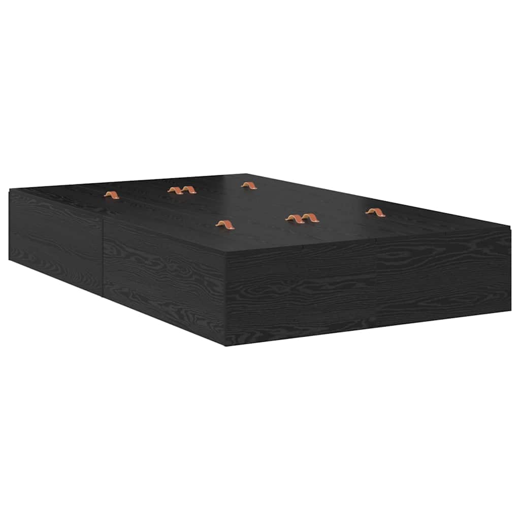 Seng med opbevaring Sort eg 120 x 200 cm Konstrueret træ