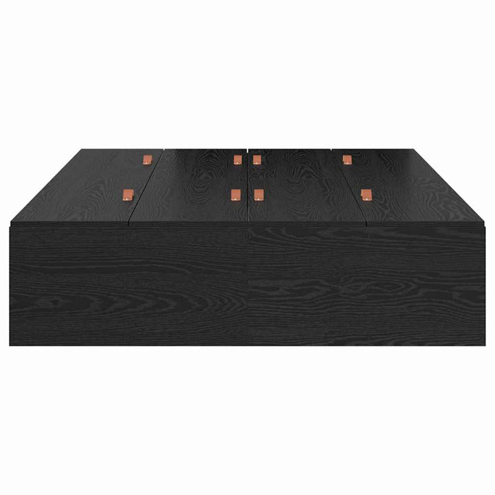 Seng med opbevaring Sort eg 120 x 200 cm Konstrueret træ