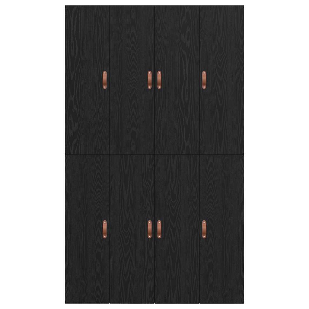 Seng med opbevaring Sort eg 120 x 200 cm Konstrueret træ